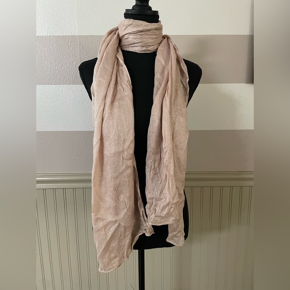 Coral shimmer long scarf • Lightweight & flowy accessory”